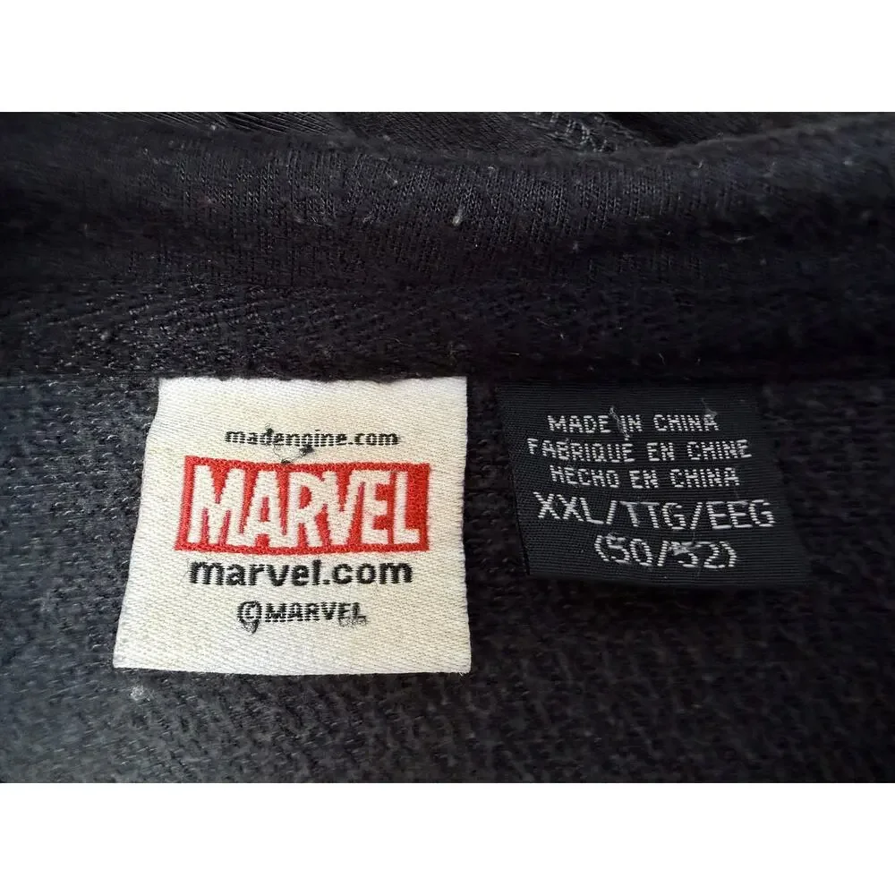 Marvel Punisher Hoodie Mens 2XL Black Camo Skull Graphic Zip Up Streetwear